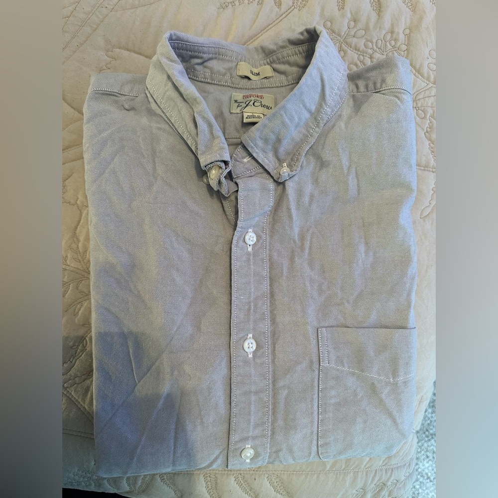 J Crew Slim Fit Oxford Blue Gray Chambray